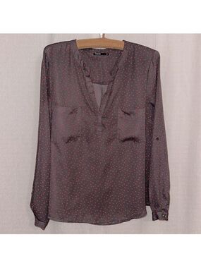Tokito for MYER 12 Indigo Red Polka Romantic Long Sleeve V-Neck High Low Blouse
